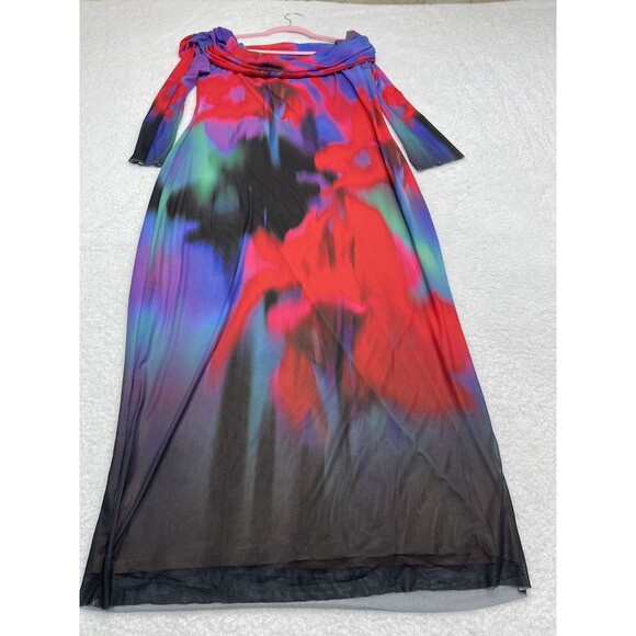 Anthropologie AFRM Midi Dress Pink Off The Shoulder Mesh Preppy Sexy Size 1X NWT - Picture 8 of 12